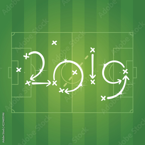 Soccer strategy New Year 2019 green field background