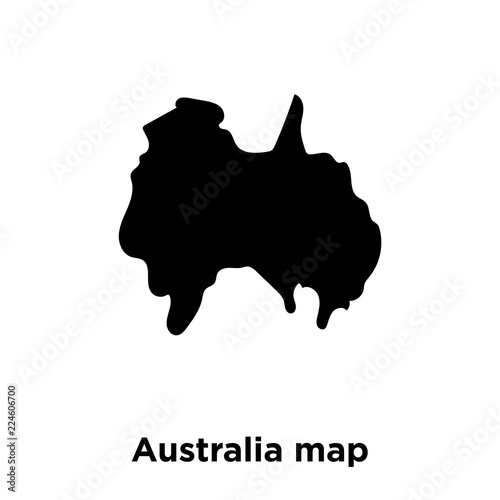 australia map icon vector isolated on white background, logo concept of australia map sign on transparent background, black filled symbol icon