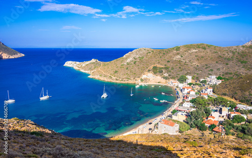 Fototapeta Naklejka Na Ścianę i Meble -  View of the gulf of Porto Kagio, near the cape of Tainaro, Peloponnese, Greece.