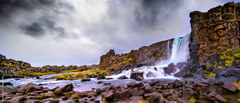 Fototapeta premium Oxarafoss,Thingvellir, National Park, Golden Circle, Iceland
