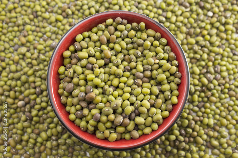 mung beans around and in the bowl mung beans around and in the bowl