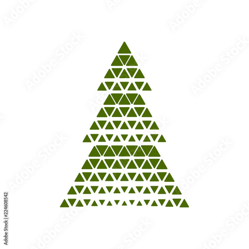 Merry Christmas tree with triangle shape. Vector illustration