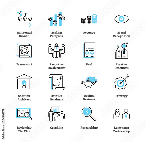 Account planning icon collection set. Vector illustration with symbols.