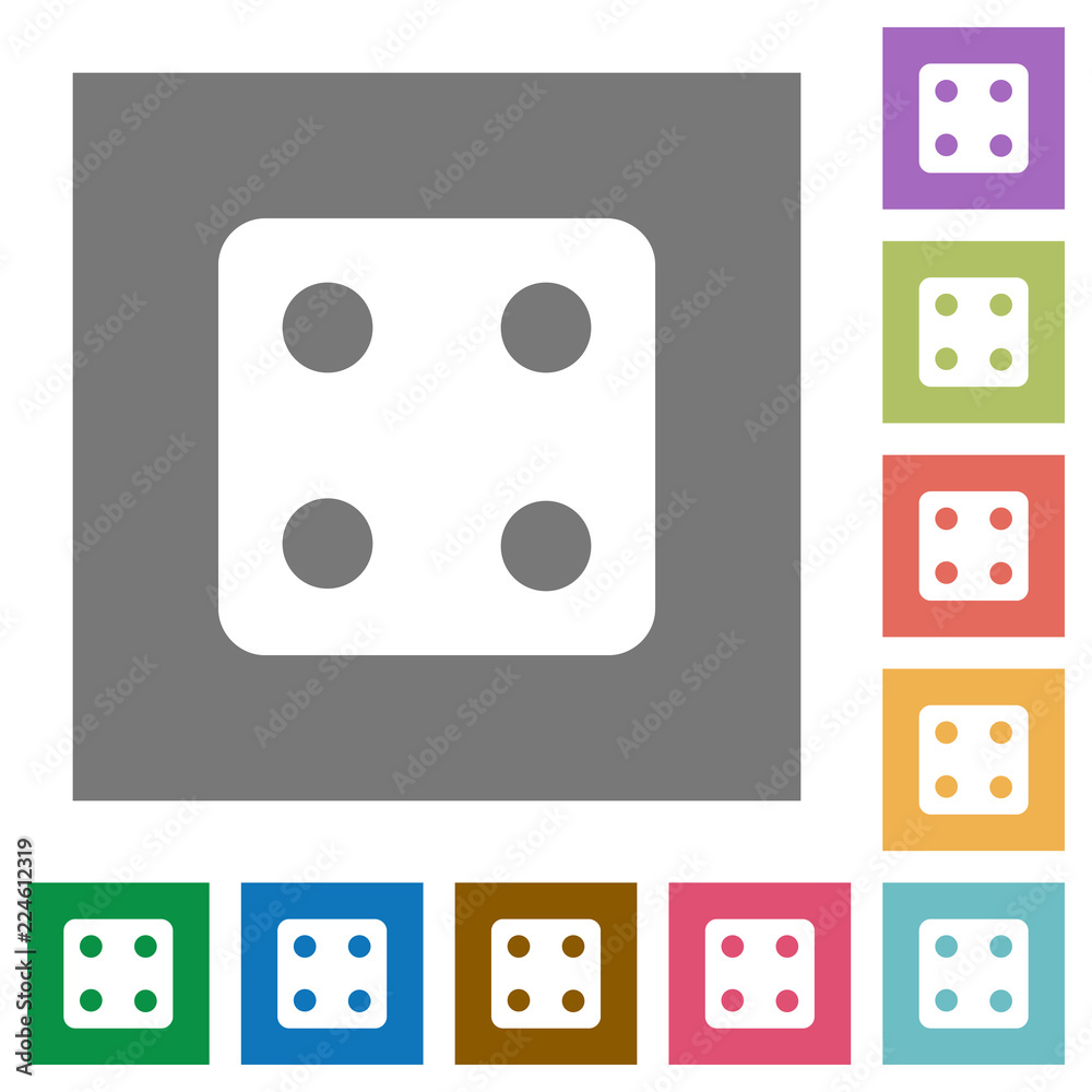 Dice four square flat icons Dice four square flat icons