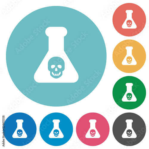 Dangerous chemical experiment flat round icons