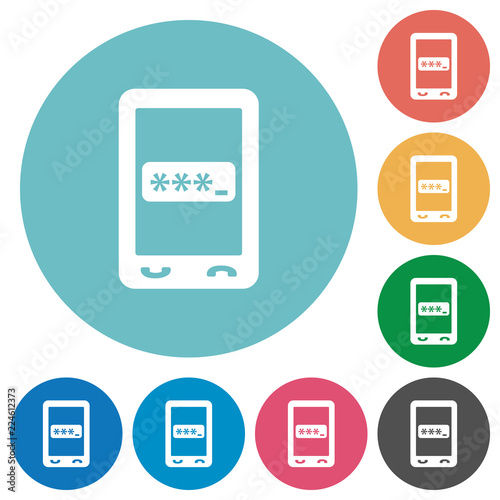 Mobile pin code flat round icons