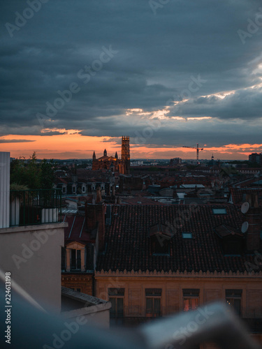 Toulouse rooftops and sunset