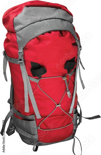 Red and Grey Tourist Backpack - Isolated