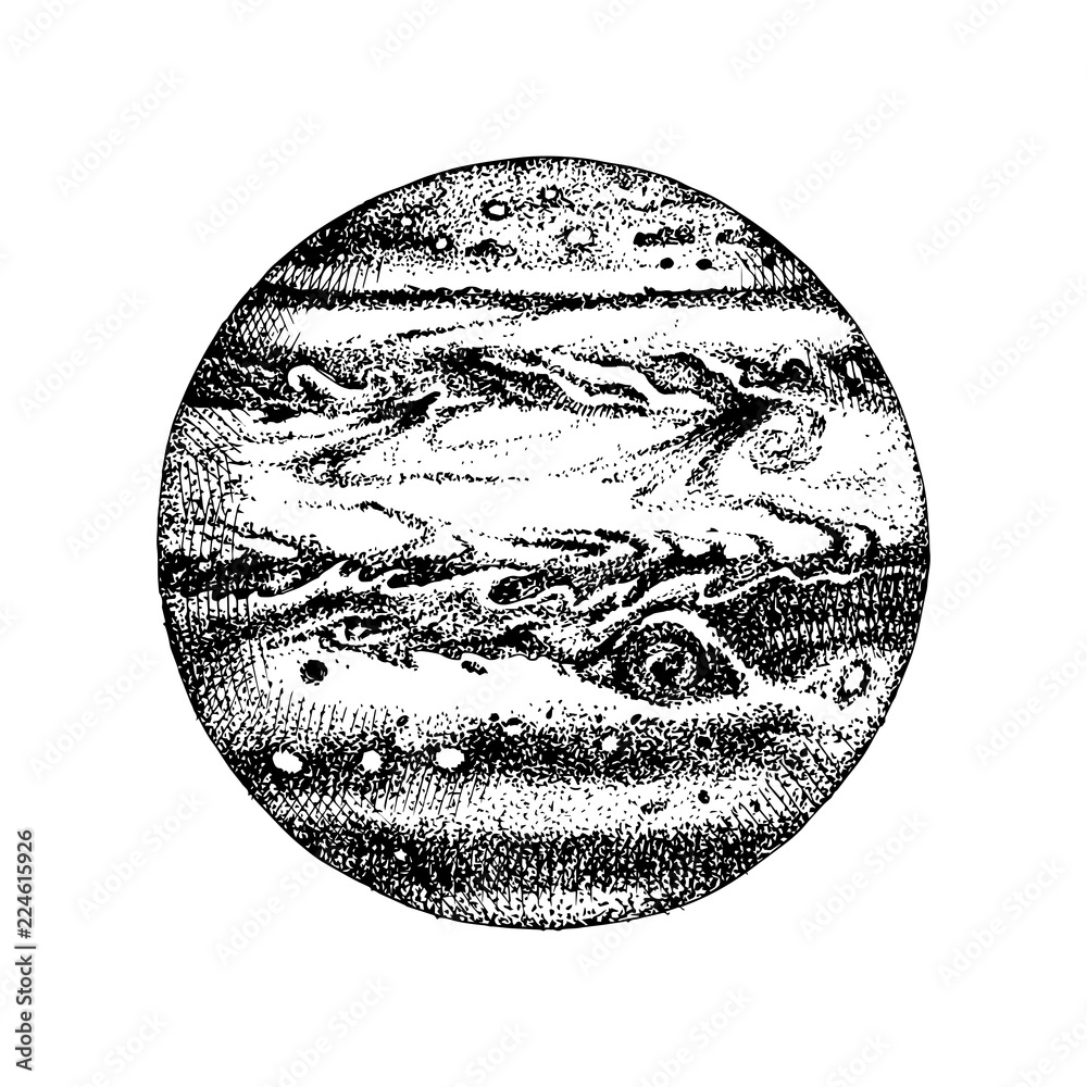 Naklejka premium Hand drawn planet Jupiter