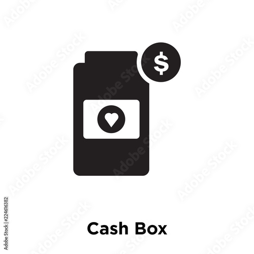 cash box icon vector isolated on white background, logo concept of cash box sign on transparent background, black filled symbol icon