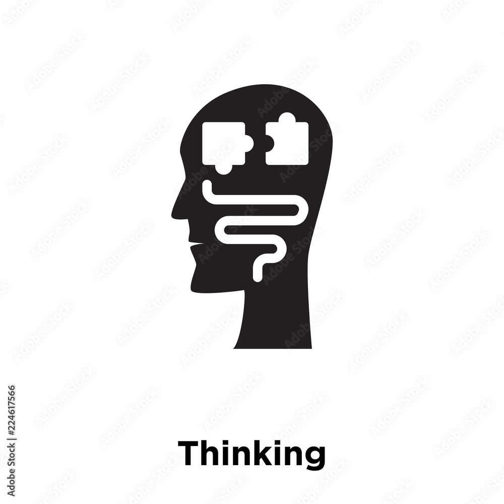 thinking icon vector isolated on white background, logo concept of thinking sign on transparent background, black filled symbol icon thinking icon vector isolated on white background, logo concept of thinking sign on transparent background, black filled symbol icon