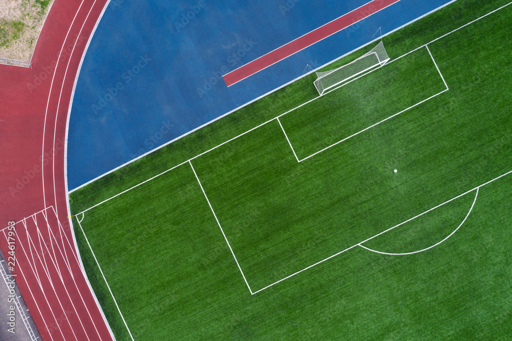 Fototapeta premium Top aerial view of an opened stadium