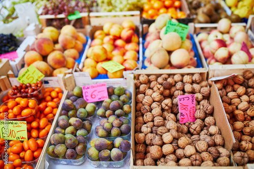 Fresh organic vegetables and fruits on farmer market