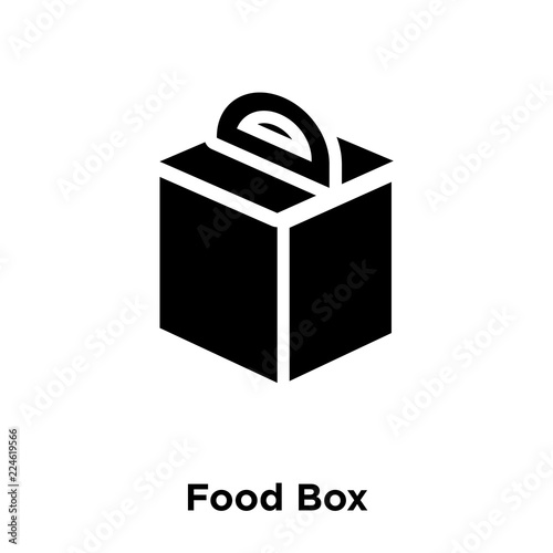 food box icon vector isolated on white background, logo concept of food box sign on transparent background, black filled symbol icon