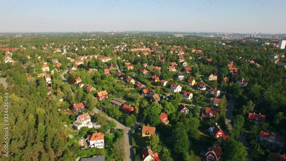 Aerial view of houses in Sweden 