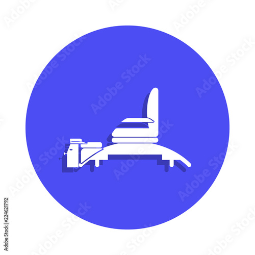 Foot spa chair icon in badge style. One of Barber collection icon can be used for UI, UX