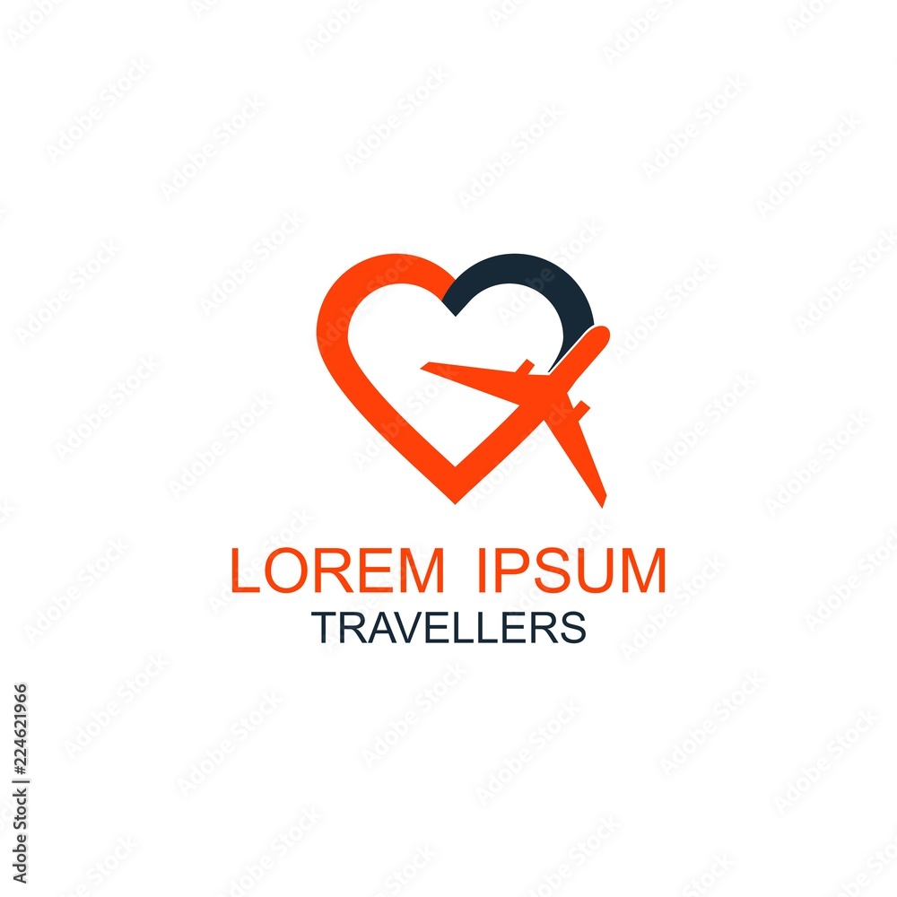 Love travel logo vector flat Love travel logo vector flat