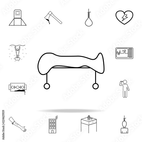 dead body on a medical bed icon. Death icons universal set for web and mobile