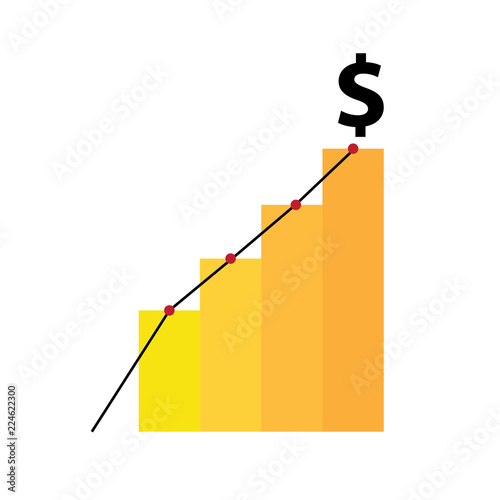 Dollar increase illustration. Money with progress grow up. Business cost illustration.