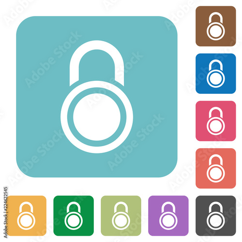 Locked round padlock rounded square flat icons
