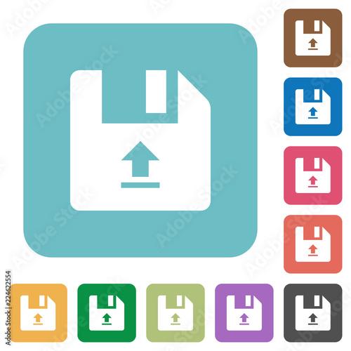 Upload file rounded square flat icons