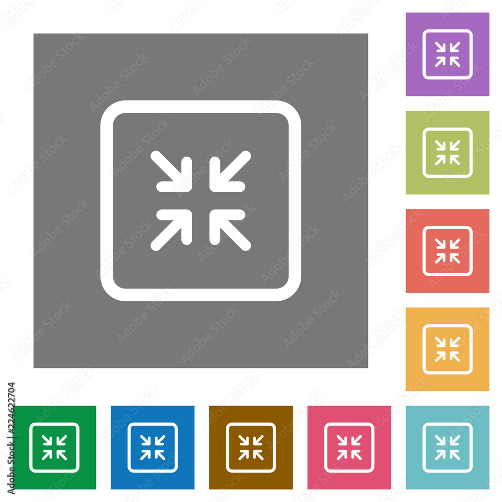 Shrink object square flat icons Shrink object square flat icons