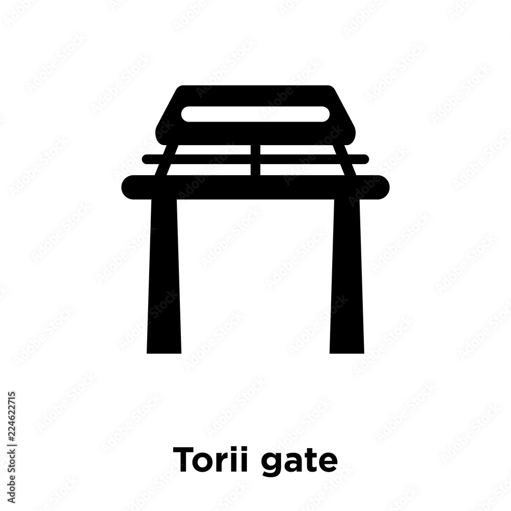 torii gate icon vector isolated on white background, logo concept of torii gate sign on transparent background, black filled symbol icon