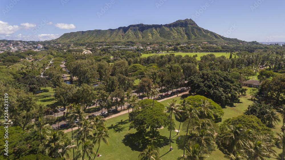 Aerial view of Diamond Head in Hawaii