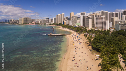 Aerial view of people at the beach in Honolulu Hawaii © Kelly Headrick