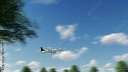 Airplane Arriving to San Antonio Airport to Usa photo