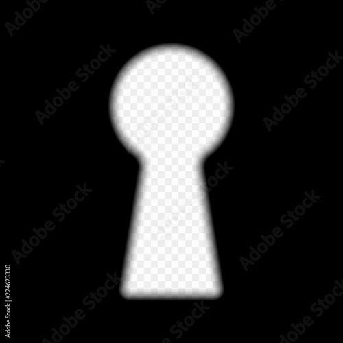 Light keyhole isolated on a transparent background. Concept is the key to business success, solution is the idea. Vector illustration.