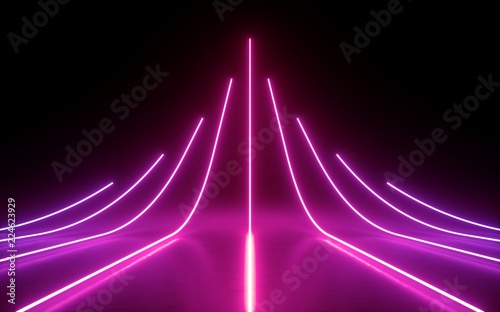 3d render, abstract minimal background, glowing lines, arrow, chart, pink neon lights, virtual reality, laser show photo