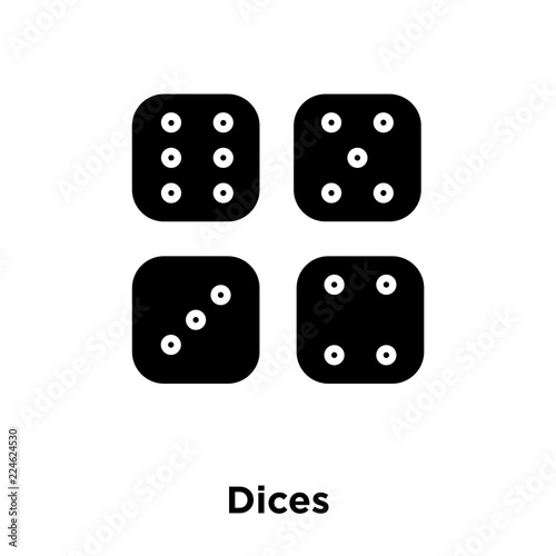 dices icon vector isolated on white background, logo concept of dices sign on transparent background, black filled symbol icon
