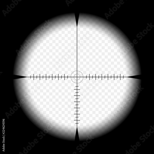 Canvas Print Sniper scope template, with measurement marks on isolated background