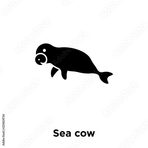sea cow icon vector isolated on white background, logo concept of sea cow sign on transparent background, black filled symbol icon