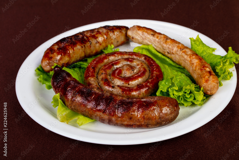 Grilled sausages plate