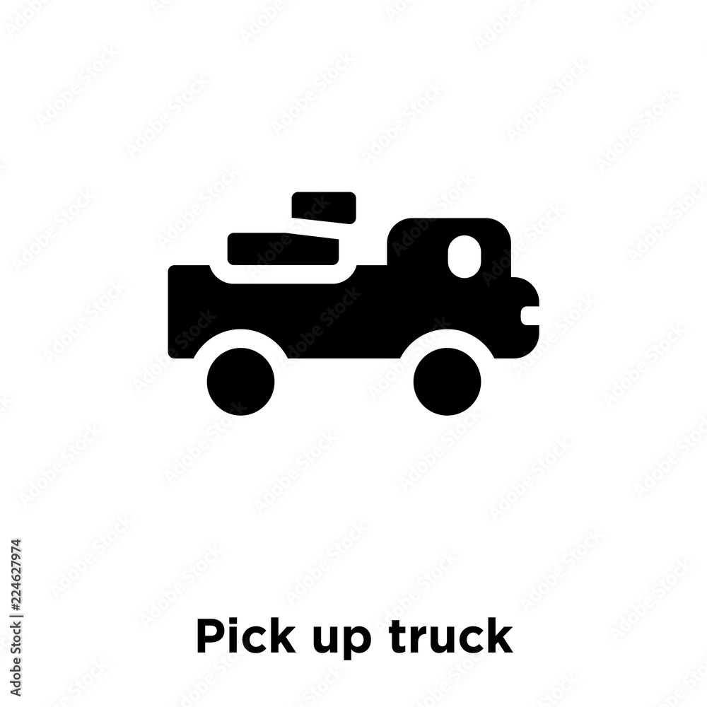 pick up truck icon vector isolated on white background, logo concept of pick up truck sign on transparent background, black filled symbol icon