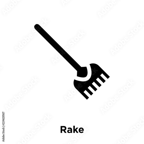 rake icon vector isolated on white background, logo concept of rake sign on transparent background, black filled symbol icon
