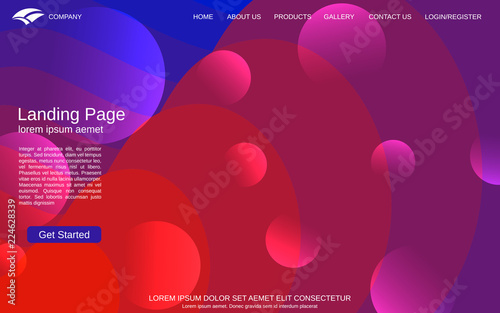 Website landing page design template. Abstract style colorful vector background