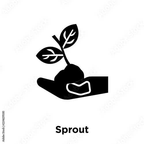 Sprout icon vector isolated on white background, logo concept of Sprout sign on transparent background, black filled symbol