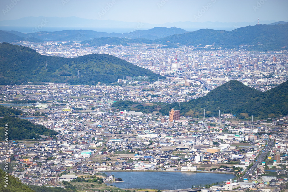 Citydcape of Takamatsu city in the Sanuki plain,Shikoku,Japan