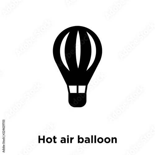Hot air balloon icon vector isolated on white background, logo concept of Hot air balloon sign on transparent background, black filled symbol