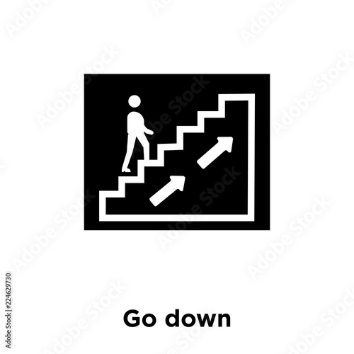 Go down icon vector isolated on white background, logo concept of Go down sign on transparent background, black filled symbol