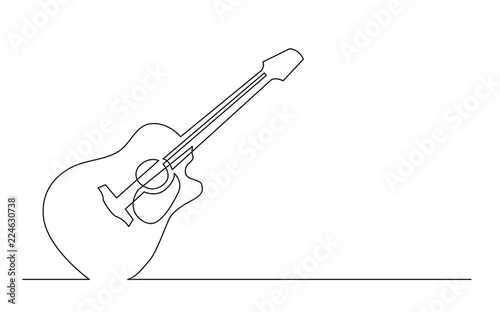 continuous line drawing of western steel strings acoustic guitar with cutaway