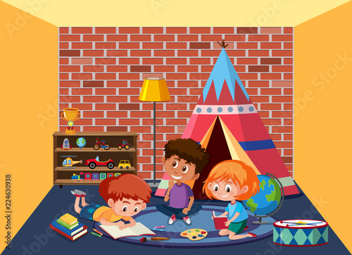 Children playing in playroom