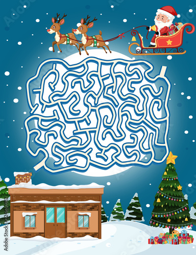 Santa claus maze game template