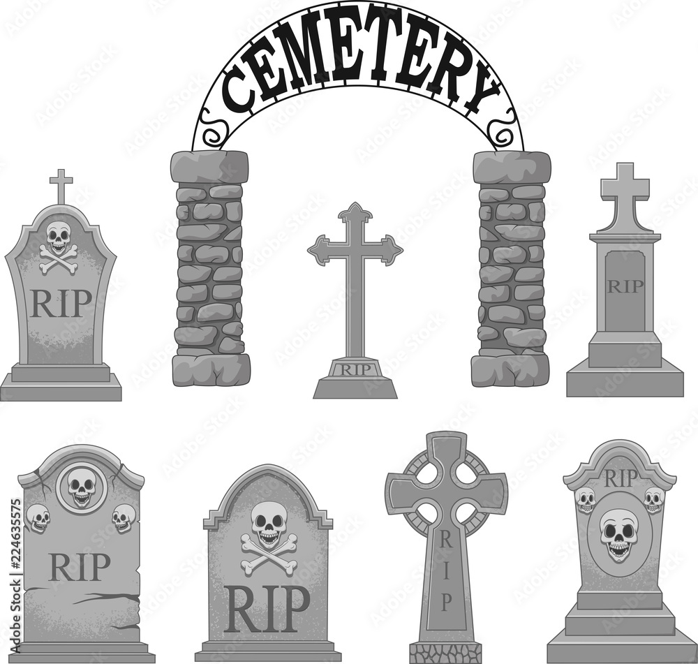 Naklejka premium Cartoon gravestones collection set