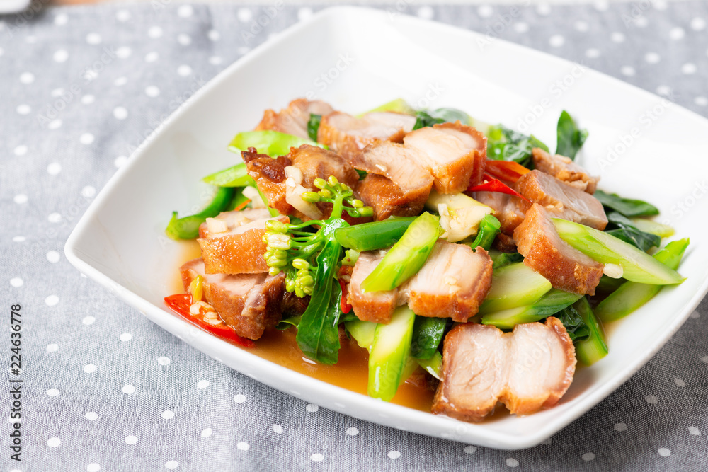 Crispy Pork Belly Stir Fry With Chinese Kale Crispy Pork Belly Stir Fry With Chinese Kale