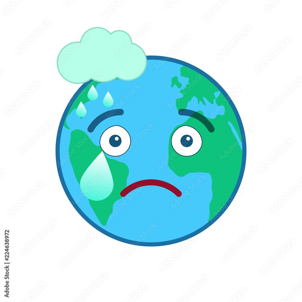 Melancholy world globe isolated emoticon. Yearning planet emoji. Social communication and weather widget. Sorrow face showing facial emotion. Earth with rainy cloud. Weather forecast vector element Melancholy world globe isolated emoticon. Yearning planet emoji. Social communication and weather widget. Sorrow face showing facial emotion. Earth with rainy cloud. Weather forecast vector element
