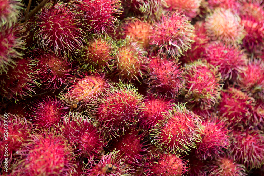 Sweet fruits rambutan delicious in the market Sweet fruits rambutan delicious in the market